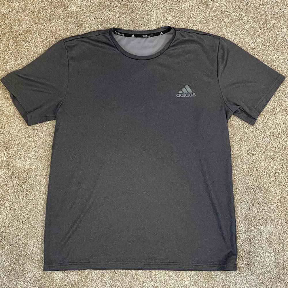 Mens Large Grey Adidas Climalite Athletic Shirt
